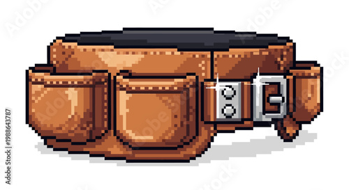 Pixel Art Tool Belt with Multiple Pockets.