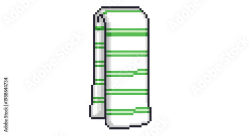 Striped Scarf Folded White Green Pattern.