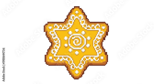 Star Shaped Gingerbread Cookie Decorated with White Icing.
