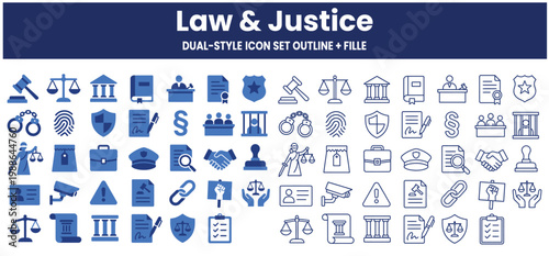 Law and justice dual style icon set