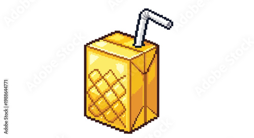 Juice Box with Straw Illustration.