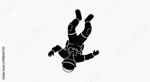 Black Silhouette of Astronaut Floating in Zero Gravity
