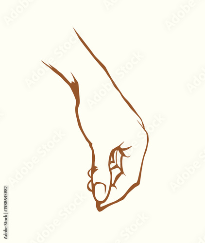 A hand is holding a pinch of salt. Vector drawing