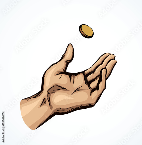 Vector drawing. The hand draws lots