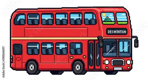 Red Double Decker Bus Illustration.