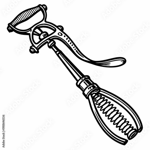 Old fashioned carpet beater coiled wire loops silhouette