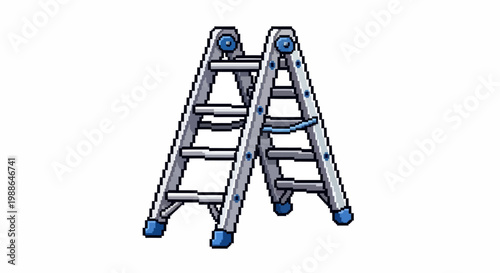 A-frame stepladder with blue accents and platform.