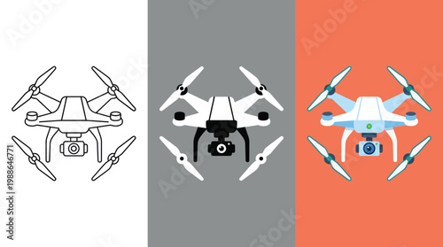 Drone Designs, Aerial Vehicle Illustrations, Quadcopter Concepts
