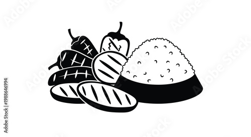 A black and white illustration depicts jalape os and a mound of coarse salt high quality