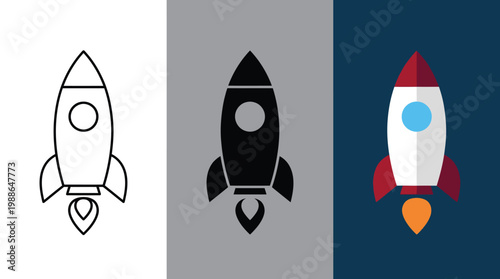 Rocket Ship Icons in Different Colors