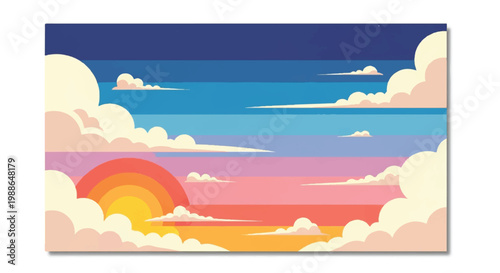 Colorful abstract sunset and cloudscape illustration