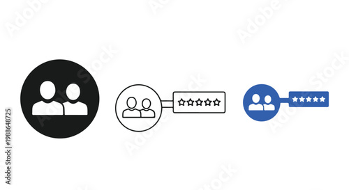 Simple line icons illustrating secure user authentication and network connection