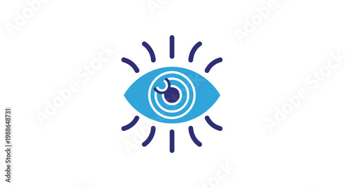 Vision Concept with Bright Eye and Radiating Lines, Symbolic Illustration