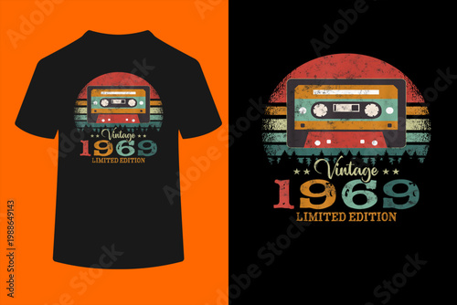 Vintage Cassette Tape 1969 Birthday T-Shirt
