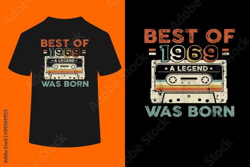 Best Of 1969, Vintage 52nd Birthday Cassette Tape T-Shirt
