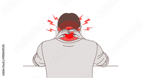 Person suffering from severe neck and head pain