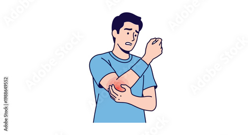Man experiencing painful elbow injury and discomfort