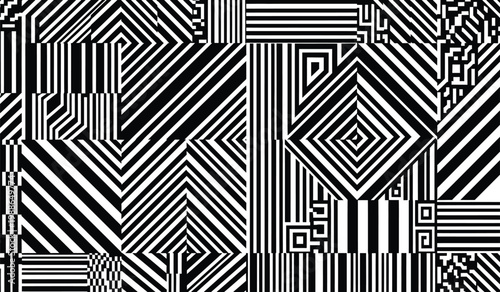 Intricate black and white geometric pattern a study in optical illusion