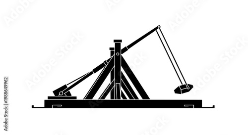 Quadro em tela Oil pumpjack industrial silhouette icon with rigid beam and counterweight in min