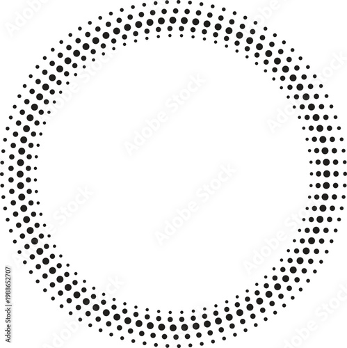Obraz na plátně Black circular halftone frame abstract dotted radial border and round vector log