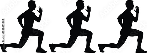 Sequential illustration of a person performing high knees exercise