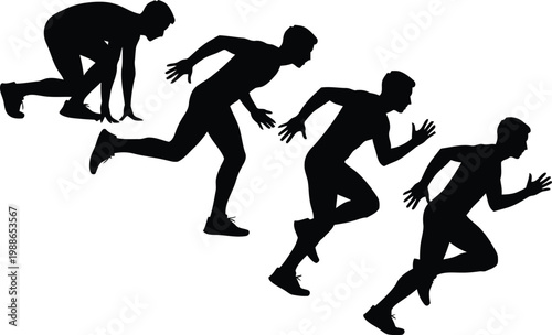 Sequence of a runner in motion during a sprint race