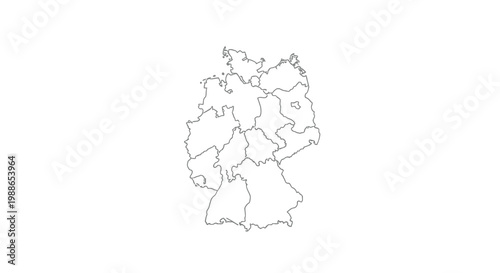 A detailed outline map of germany showing its states and geographical boundaries high quality professional modern