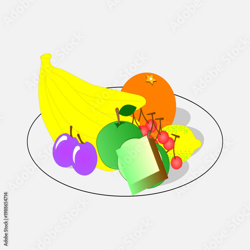 Illustration of a sweet duck and apples