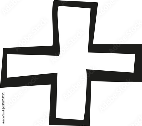 Abstract Plus Mark Contour Cross Symbol