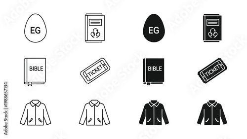 Contrast of traditional and modern religious and event symbols with clothing styles