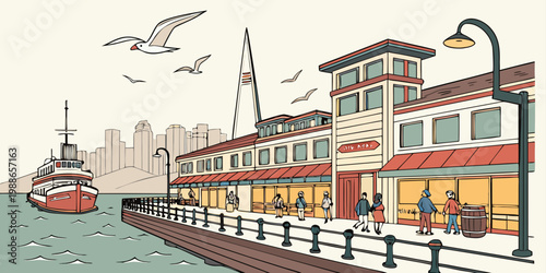 USA Fisherman’s Wharf Lifestyle – San Francisco Waterfront, Seafood Market & Coastal City Vibes | Pier Attractions, Bay Views & Iconic Travel Experience Scene