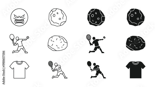 Creative transformation of tennis elements into abstract and monstrous forms