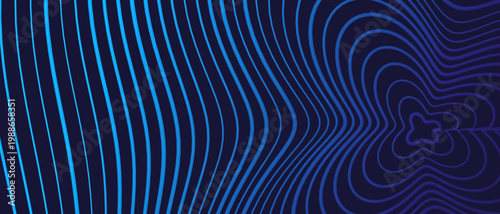 Abstract dark blue technology background with glowing cyan wavy contour lines
