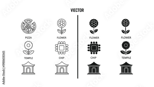 Visual representation of abstract vector concepts and their mirrored counterparts