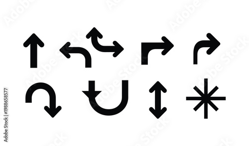Collection of various black arrows and symbols
