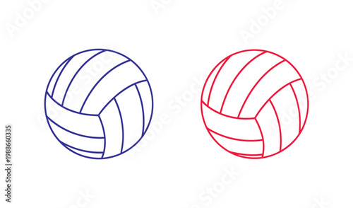 Two colorful volleyball icons in blue and red