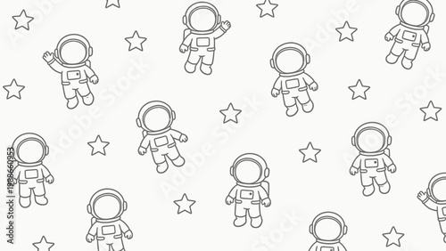 Space themed astronaut and star pattern