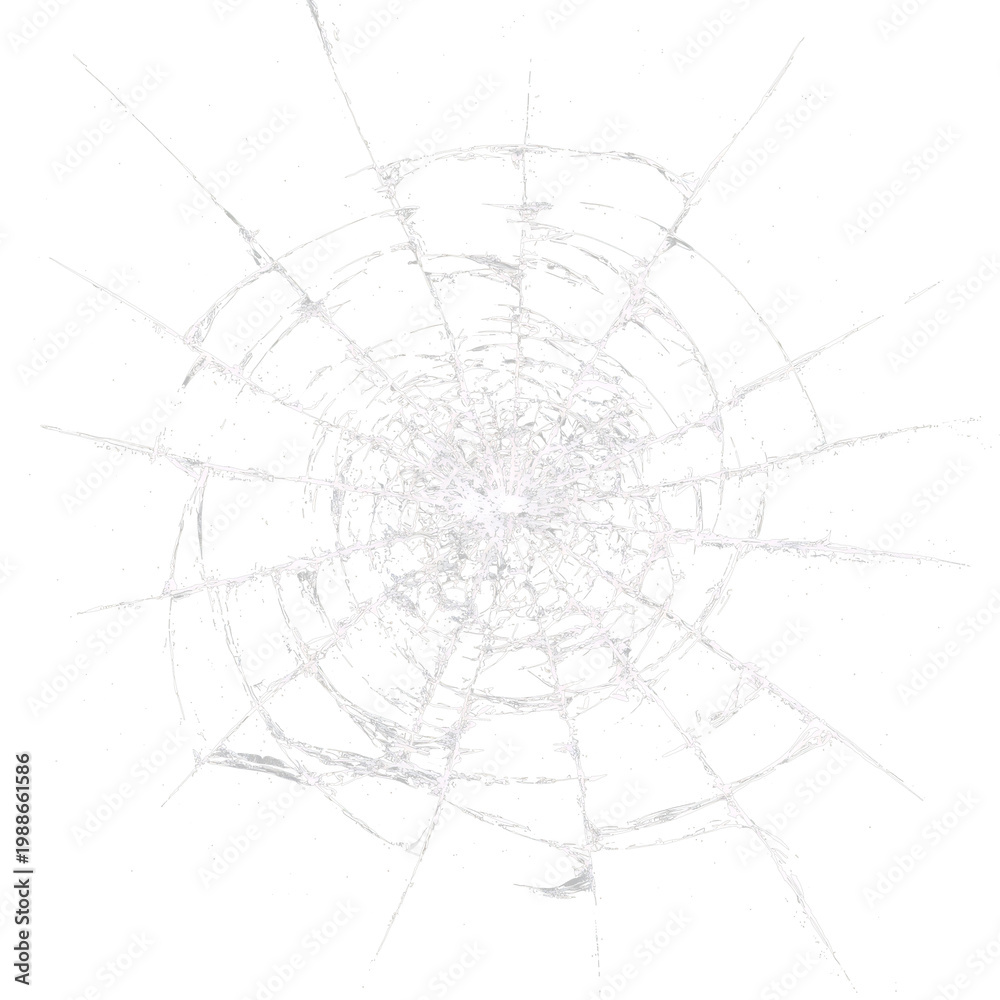 Obraz premium Broken glass shows cracks and damage on a transparent background in a simple layout
