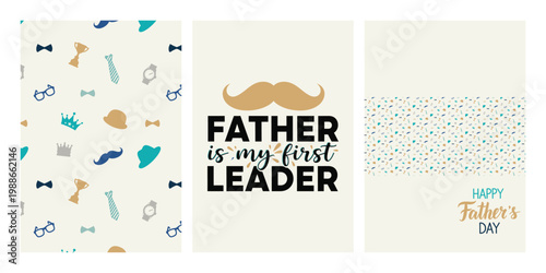 Father's day greeting cards with fatherhood symbols and patterns.