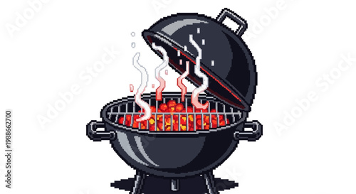 Barbecue Grill With Hot Coals and Smoke.