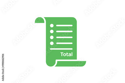 Green invoice or bill icon with total text
