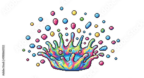 Vibrant Colorful Liquid Splash Explosion with Droplets.