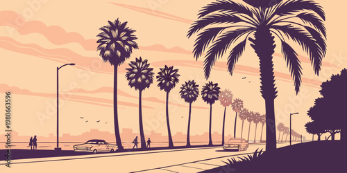 Φωτογραφία USA, US, U.S, United States - LA palm trees golden hour