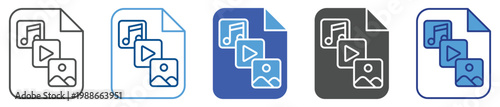 Multimedia File icon set multiple style collection