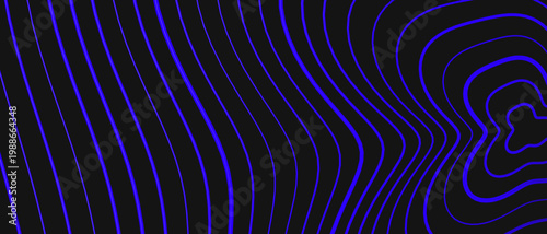 Abstract dark topographic background with vibrant blue wavy contour lines