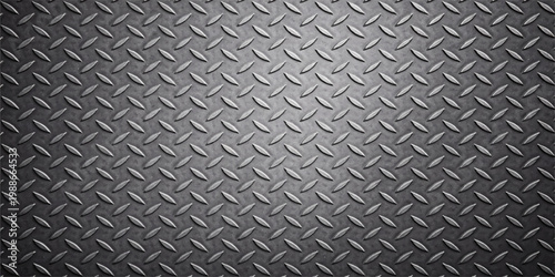 Brushed diamond plate metal texture, silver steel background, industrial metallic surface, seamless pattern, rugged aluminum flooring, high resolution modern backdrop