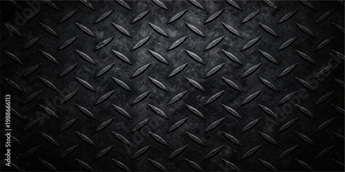 Tableau sur toile Dark Industrial Diamond Plate Metal Texture Seamless Steel Background Rugged Gru