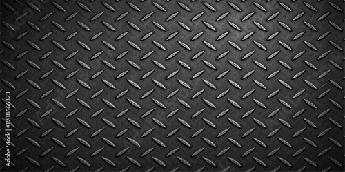 Obraz na płótnie Dark Steel Diamond Plate Texture Industrial Metal Vector Background Rugged Metal