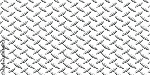 Light diamond plate metal texture, white steel background, industrial metallic surface, seamless pattern, clean aluminum flooring, high resolution modern backdrop