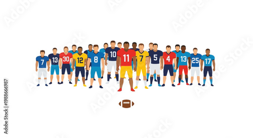 Diverse American Football Team Poses Confidently Together.